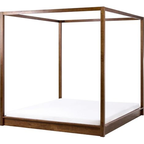 Himmelbett Holz HERLIERE 180 x 200 cm Dunkelbraun