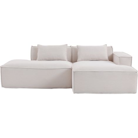 ELVMI Gerades Sofa 235 cm aus Polyester, Sitzfläche mit Hochdichteschaum, Beige (1/4)