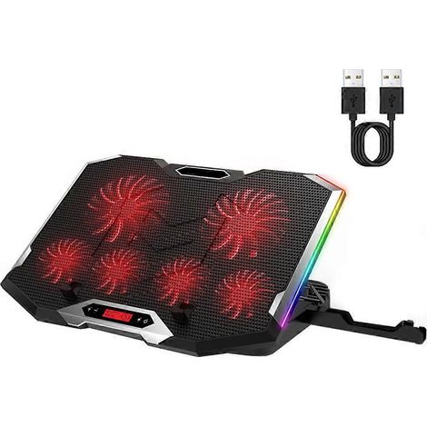 Ultradünner Stützarm für RGB-Gaming-Laptops mit 8 leisen Lüftern, verstellbarem USB-Kühlpad, rot.