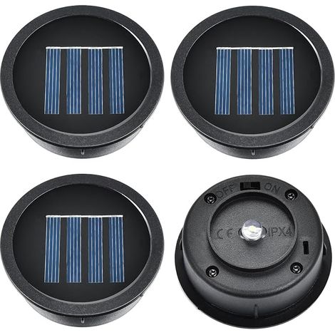 ELUTENG Juego de 4 luces solares de repuesto de 7 cm para faroles de exterior, 1,2 V 600 mAh, pieza de repuesto impermeable IP44, panel solar LED para decoración de jardín, entrada y patio. (1/5)