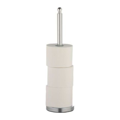 axentia Porte-Papier Toilette sur Pied en Acier Chrome Hauteur 51,5 cm, Porte 4 Rouleaux de Papier Hygienique de Rechange, Porte Essuie-Tout Cuisine, Support Papier WC Argente