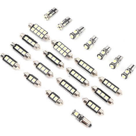 Lot de 23 ampoules LED blanches T10 5W 5050 à faible consommation pour éclairage de plaque d'immatriculation, portières et intérieur de voiture (1/5)