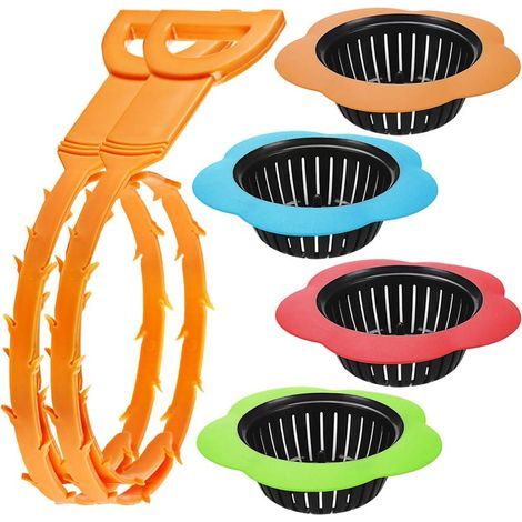 ZOLGINAH Lot de 2 filtres d'évier en plastique pour nettoyer les canalisations d'évier. (1/5)