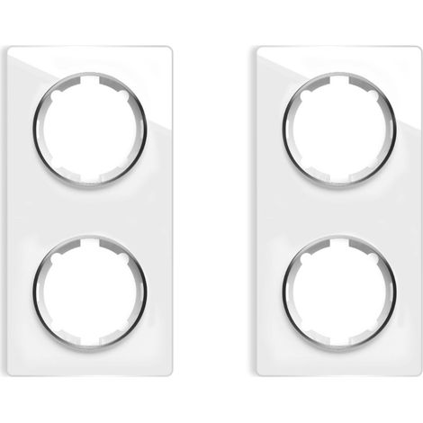 Plaque de finition Garda, en verre, vertical, 2 postes (lot de 2) - blanc