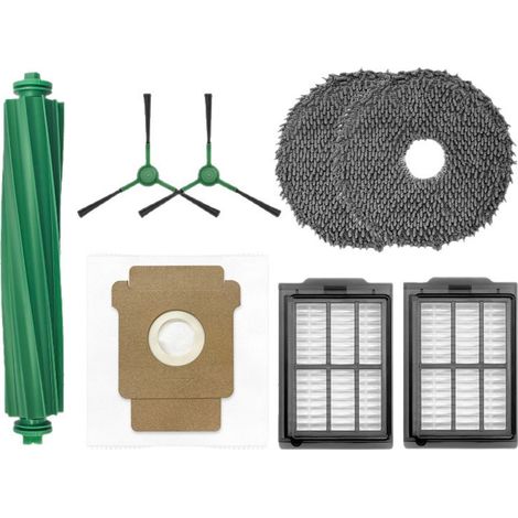 Accessoires compatibles iRobot Roomba Plus 405/505 : brosse centrale, brosses latérales, filtre, chiffons, sacs à poussière (1/4)