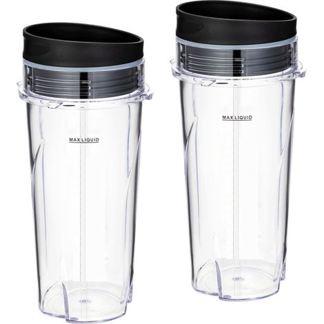 Bocaux de mélangeur de 16 onces QB3001SS QB3000SS BL660 BL770 BL780 BL830 pour mélangeur personnel compact Ninja Fit, remplacement avec couvercles - paquet de 2. (1/5)
