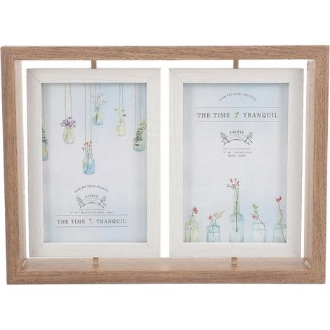 Cadre photo double face, lot de 2 supports photo rotatifs en bois, compatible avec la décoration (1/4)
