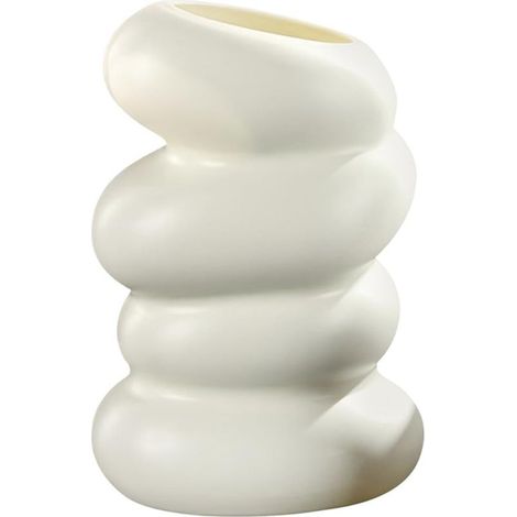 Vase – PE-Kunststoff – Spiralform – Weiß – 15 x 9 cm – Für Trocken- und Kunstblumen – Dekoration – 1 Stück (1/5)