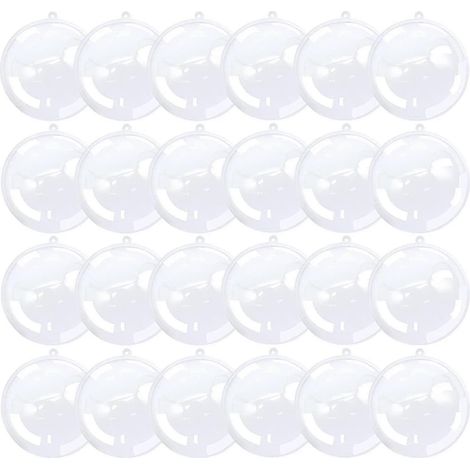 24 boules décoratives transparentes de 70 mm (2,8 pouces) à remplir, pour Noël. (1/5)