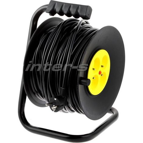 Enrouleur de câble électrique 30 m 4 prises 230 V 3G1,5 mm² noir/jaune INTER-S
