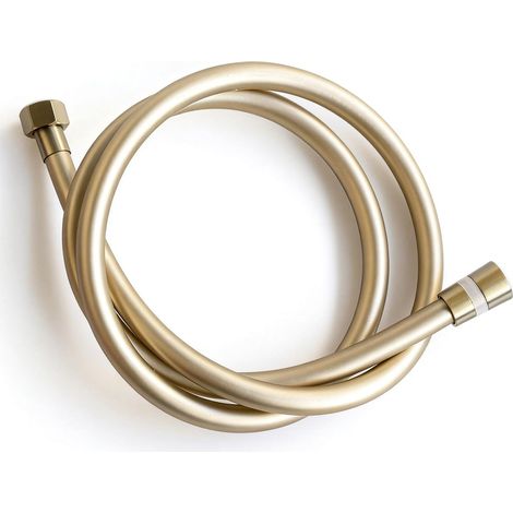 1.5m Smooth Shower Hose Modern Bathroom Flexible PVC Replacement Brushed Brass (1/3)