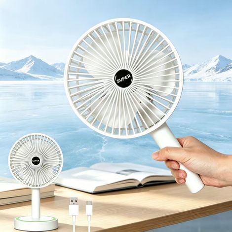 Ventilateur Portable Rechargeable USB, Mini Ventilateur de Poche Silencieux à Main 3 Vitesses - Petite Hélice Pliable et Amovible, Ventilateur Personnel pour Voyage, Maquillage, Extérieur (1/5)