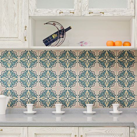 Stickers muraux - Sticker Mural Carrelage adhésif Cuisine Salle de Bain - 9 STICKERS CARRELAGES AZULEJOS ARGO - 9stickers10x10cm (1/5)