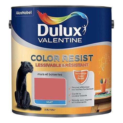 Dulux Valentine Peinture acrylique Color Resist Rouge éternel Mat 2,5 L (1/2)
