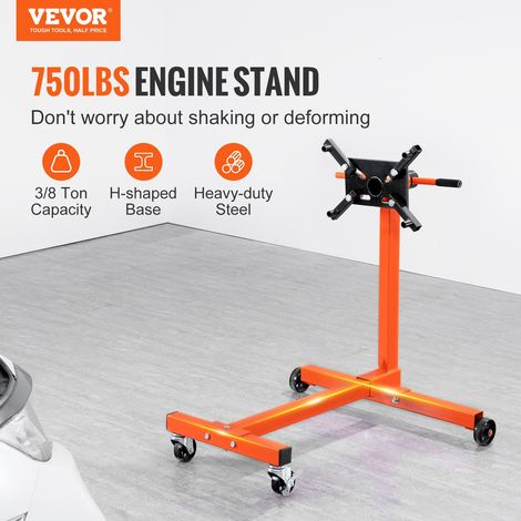 Support Moteur d'Atelier 340 kg Stand de Moteur en Acier Mobile et Verrouillable Lève-Moteur Rotatif 360° 6 Points d’Ancrage Réglab… (1/5)