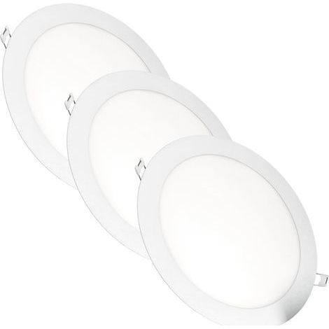 Set of 3 round, 18W, 1500 lumen, ultra-thin, aluminum, warm white, recessed LED spotlights for ceilings (1/5)