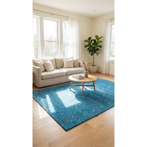 Tapis Gabbeh indien Tapis Fenth - Tapis en laine - 200x140cm, Rectangular - 100% Laine vierge - Tissé main - Bleu (1/5)