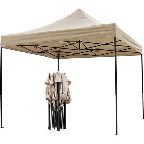 Gazebo 3x3 Pieghevole Impermeabile Richiudibile Fisarmonica Fiera mercato Tortora (1/5)
