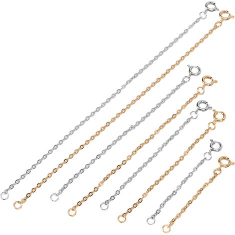 Rallonge De Collier - Acier Inoxydable - Or Et Argent - 4 Longueurs (5 7 10 15 cm) - 8 Pièces