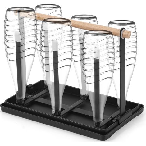 Porte-bouteilles et porte-gobelet pour égouttoir, casier à 6 bouteilles, égouttoir avec égouttoir et sèche-bouteilles pour bouteilles et tasses. (1/5)