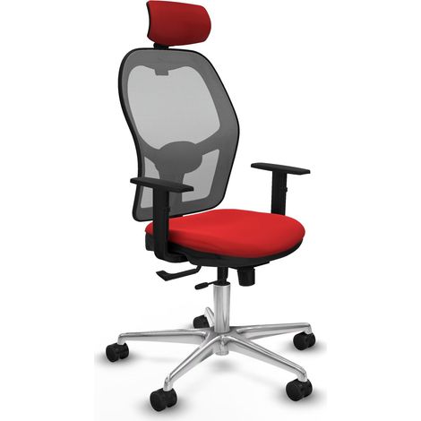 Sedia da ufficio piqueras y crespo Jorquera pelle sintetica rossa alluminio (1/2)