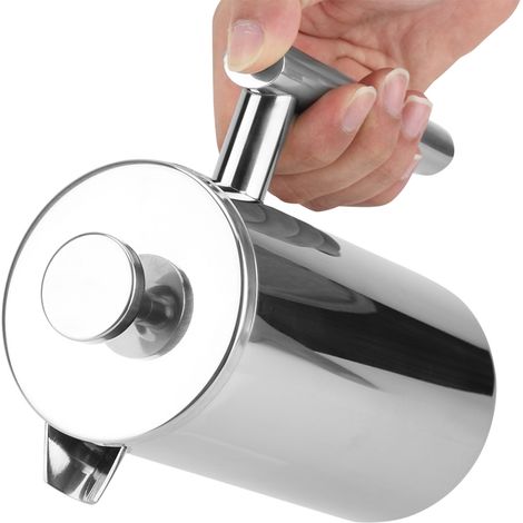 Cafetière à Piston en Acier Inoxydable Double Paroi avec Filtre (800ML) pour Thé et Café (1/5)