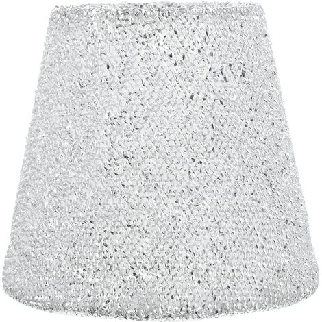 Cylindrical lampshade in fabric, PVC and metal material, simple and natural design, silver color, for desk lamp and floor lamp for living room and office (1/5)