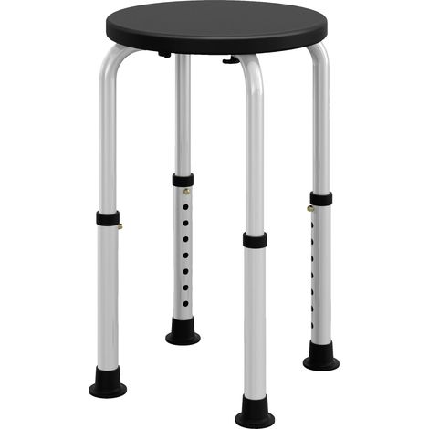 Tabouret de douche, hauteur réglable, design antidérapant, Noir (1/5)