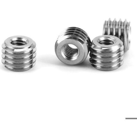 10 pièces Kit d'Inserts Filetés, Femelle M4 x 0.7, Mâle M8 x 1.25, Longueur 6mm/0.2in, Inserts d'Écrou en Acier Ino (1/4)