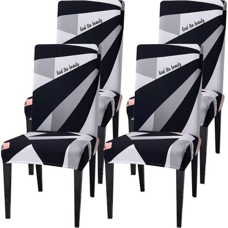 4 housses de chaise universelles pour salle à manger, amovibles, lavables, faciles à nettoyer et durables, pour mariage, hôtel, restaurant (1/5)