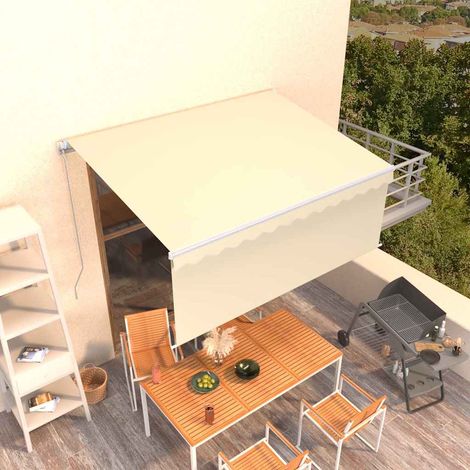 Auvent manuel rétractable avec store 3x2,5 m Crème