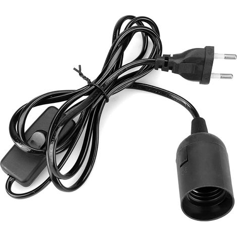 Douille Lampe Pendante E27 Avec Interrupteur Marche/Arrêt - Câble 180 cm - Tension 90-260 V - Prise UE - Noir (1/5)