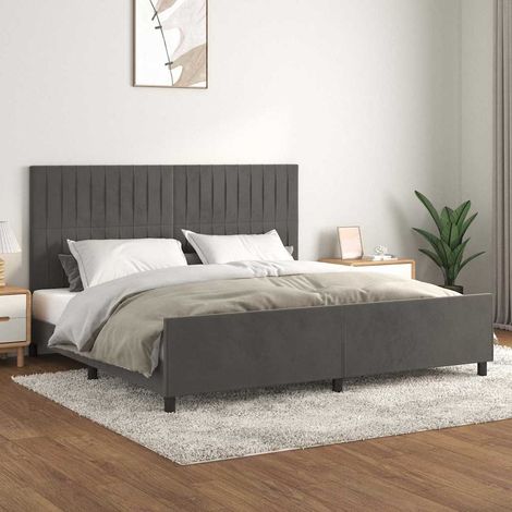 Estructura cama sin colchón terciopelo gris oscuro 200x200 cm (1/5)