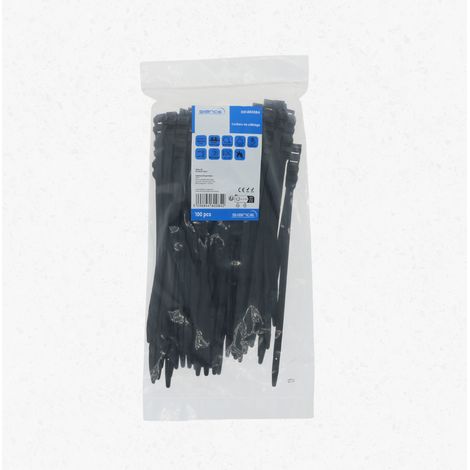 100 COLLIERS DE FIXATION NOIRS 8.6 X 265 MM CONVIENT PR DES DIAMETRES DE 20 A 62MM, RESISTANCE 540N