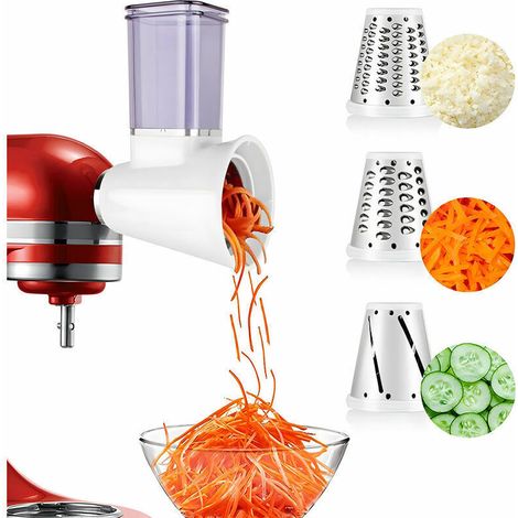 Accessoire trancheuse hachoir pour batteur KitchenAid – Râpe à fromage avec 3 lames – Compatible lave-vaisselle – Préparation rapide des repas (1/5)