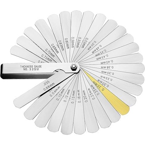 32 Universal Klinge Dickenmesser Edelstahl Fühlerlehre Metrisch/Imperial Gap Gauge für die Messung der Spaltbreite/Dicke/Metrische Größen - 0.038-0.88mm (1/5)