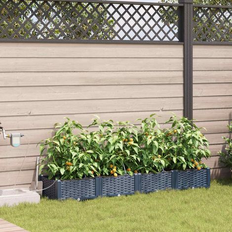 Garten-Pflanzgefäß 4 pcs Grau 160 x 40 x 22 cm Kunststoff (1/5)