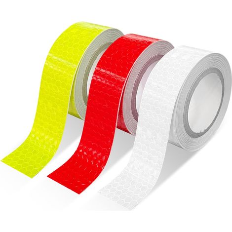 Lot de 3 rouleaux de ruban adhésif réfléchissant, bandes réfléchissantes imperméables de 3 m × 50 mm pour casques de vélo, sacs d'école et vêtements. (1/5)
