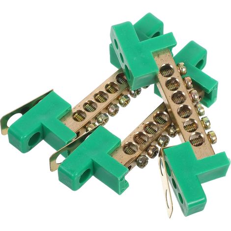 Bornier de Terre Cuivre 6X9Mm 3 Pièces Vert Bloc de Mise la Terre Fixe pour Armoires de Distribution Usage Industriel (1/5)