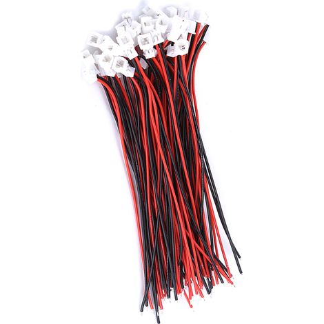 Lot de 20 connecteurs Micro JST 1,25 mm à 2 broches mâle et femelle avec câbles (2 broches)