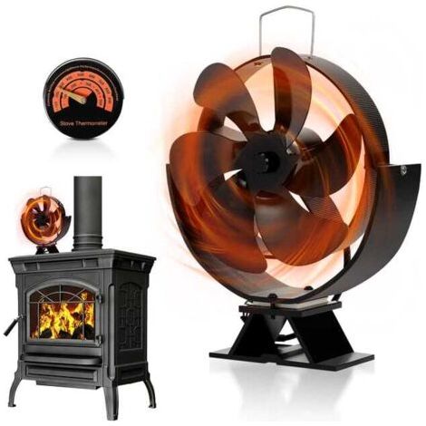 Ventilateur Poêle Ventilateur thermique 6 pales rotation Ventilateur de cheminée à pour Poêle à Bois Cheminée Gaz avec Protection Contre le Surchauffe (1/5)