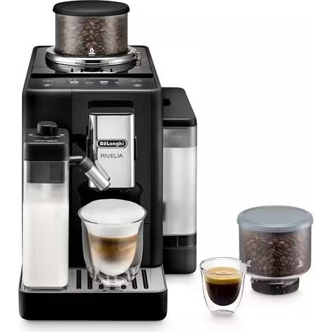 DeLonghi Rivelia Cafetera Superautomática con Molinillo y Depósito para Leche 19 Bares Negro Onyx (1/5)