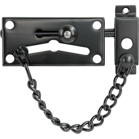 Chaîne de Porte de Sécurité, Chaîne de 19.3 cm, en Acier Inoxydable, Serrure à Chaîne de Porte avec Vis, Chaîne de Protection de Serrure de Porte, verrou porte interieure Robuste, Noir (1/5)