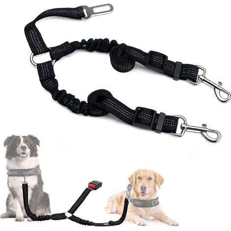 Ceinture de sécurité double pour animaux de compagnie : Laisse ajustable en nylon pour voiture (1/4)