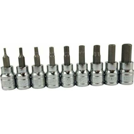 Coffret Cliquet Et Douilles - 9 Douilles Hexagonales 2 À 10 Mm - Clé Allen Métrique - 3/8 Pouces Dr Drive (1/4)