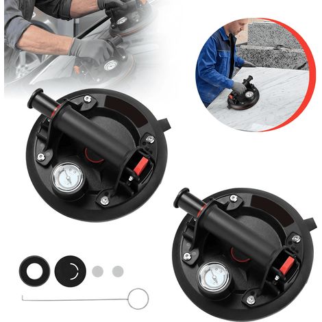 BEDEE – Ventouse à vide professionnelle 8 pouces – Capacité de charge 300kg – Manomètre intégré pour contrôle de pression – Pour surfaces lisses et non poreuses (1/5)