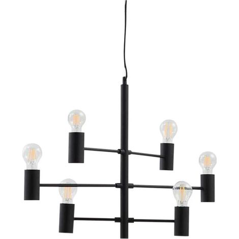[NEUWERTIG] B-Ware Lucande Hängeleuchte Aidas schwarz Metall 6-flammig Deckenlampe Lampe Leuchte (1/2)