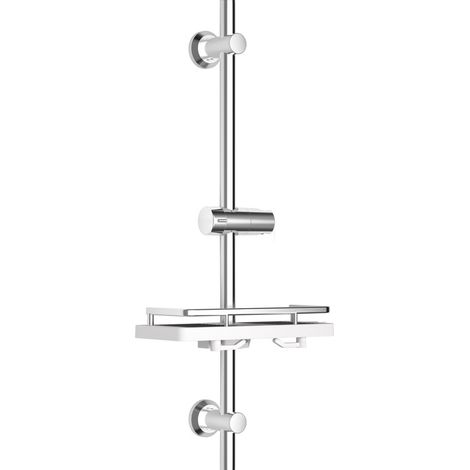 JOHO Barre de douche inox 70 cm avec entraxe réglable 30-65 cm, support de douchette réglable et étagère, fixation murale adaptable aux trous existants (1/5)