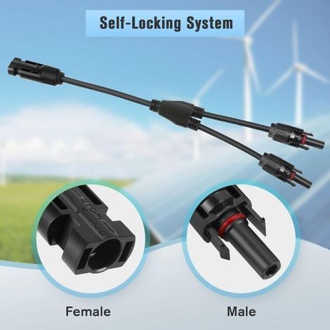 Solaire Panneau Câble Connecteur Professionnel (1 à 2 branches) Y Connecteurs Câble Solairede Panneau Solaire MMF + FFM Adaptateur Solaire 1 Paire (1/3)