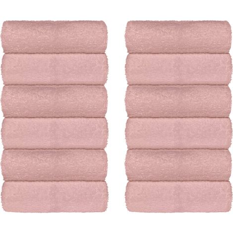 Set Asciugamani Bagno 100% Cotone Super Assorbenti Telo Doccia Spugna Professionali Salvietta Lavetta Viso Asciugamano Salviette Teli Asciugamano Ospite Qualità Hotel Lavette 12 Salviette viso - Rosa